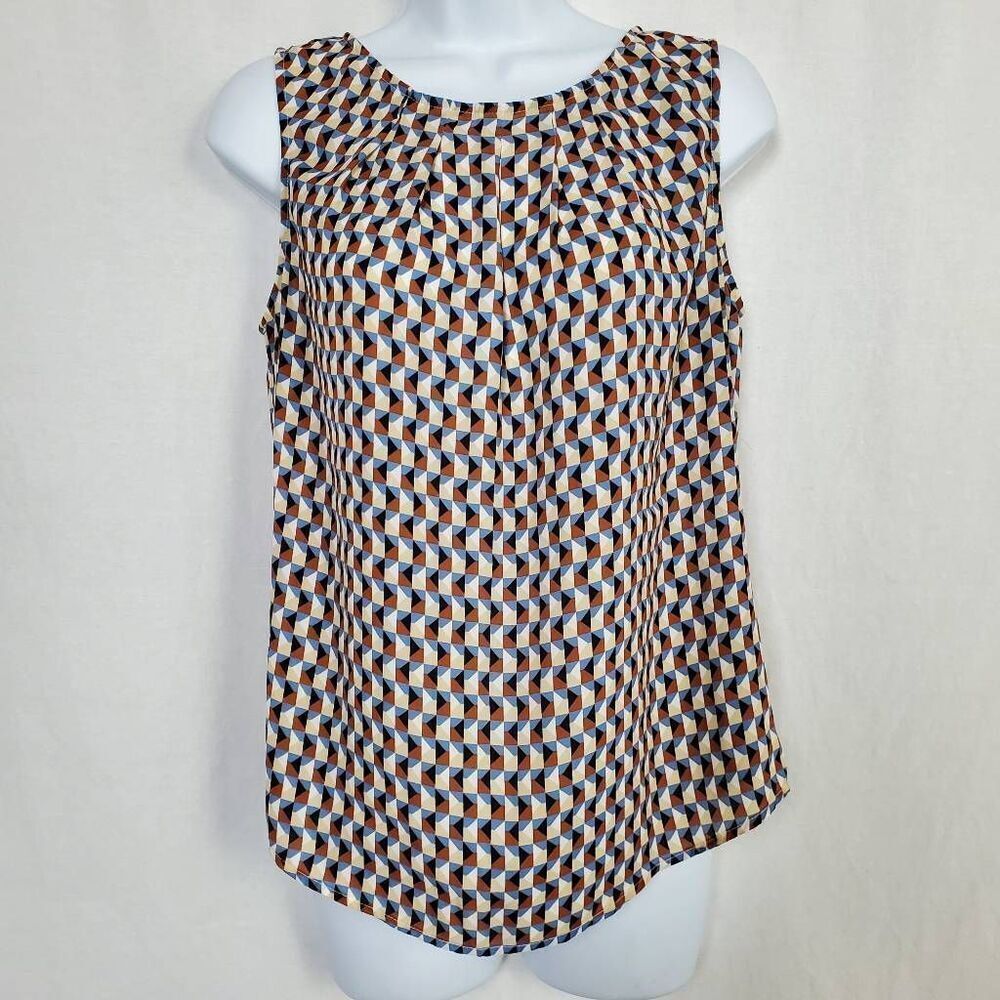 Worthington Women’s Geometric Print Sleeveless Blouse Small